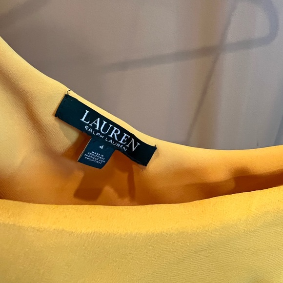 LAUREN RALPH LAUREN One Shoulder Embellished Chiffon Dress in Marigold, NWT Sz 4 - Picture 7 of 9
